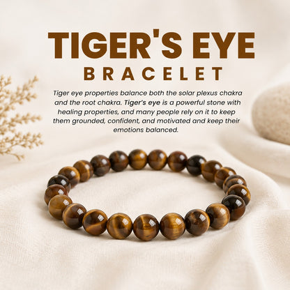 Premium Tiger Eye Bracelet | Natural Stone Beads | Confidence, Protection & Success