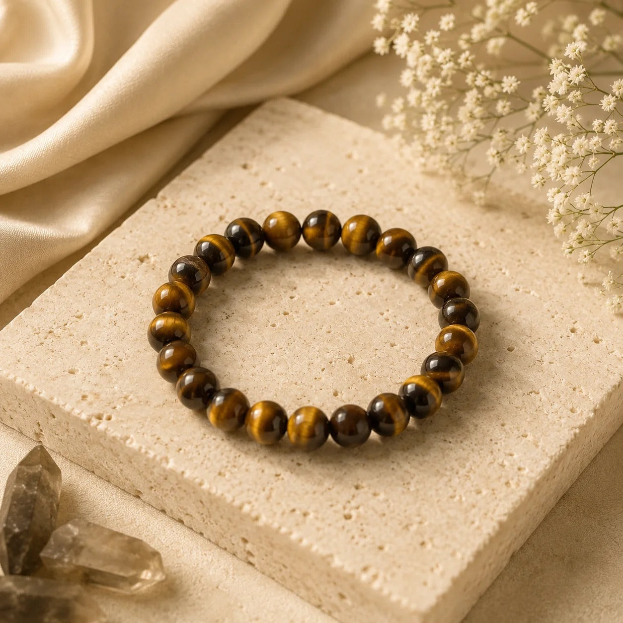 Premium Tiger Eye Bracelet | Natural Stone Beads | Confidence, Protection & Success
