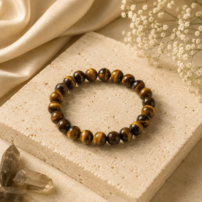 Premium Tiger Eye Bracelet | Natural Stone Beads | Confidence, Protection & Success